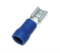 Kabelsko Flatstifthylsa 6,3x0,8mm Blå Isol. 100st/förp